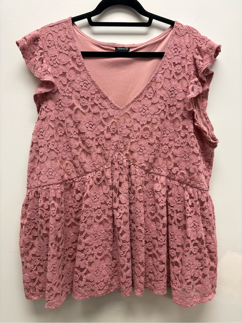 4 for $25 🌸 Torrid Dusty Rose Lace Babydoll Top – Size 3